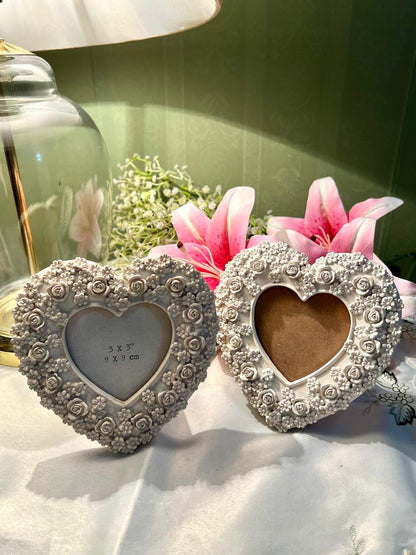 Matalan Floral Heart Photo Frames Set of 2, 3 x 3 in