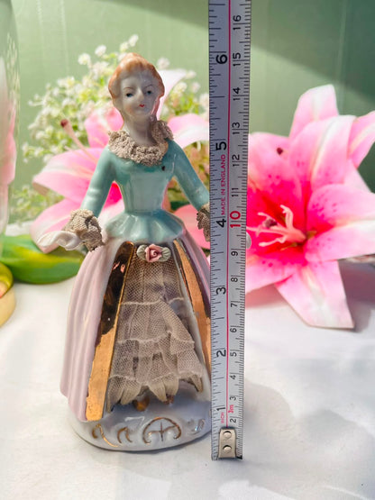 Vintage Porcelain Lady Figurine Lace Dress 13 cm