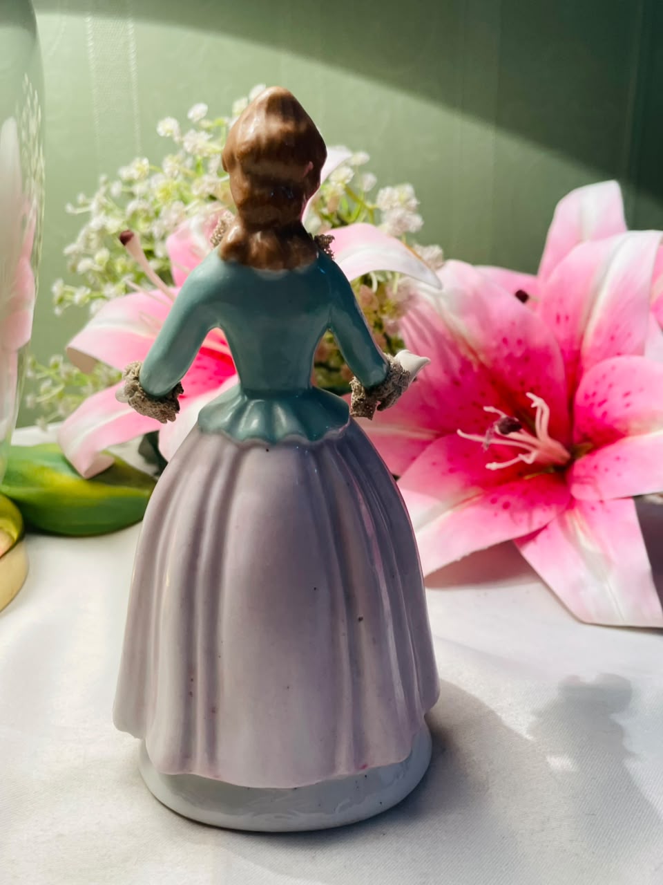 Vintage Porcelain Lady Figurine Lace Dress 13 cm