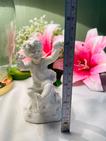 White Porcelain Cherub Figurine Decorative Angel 14 cm