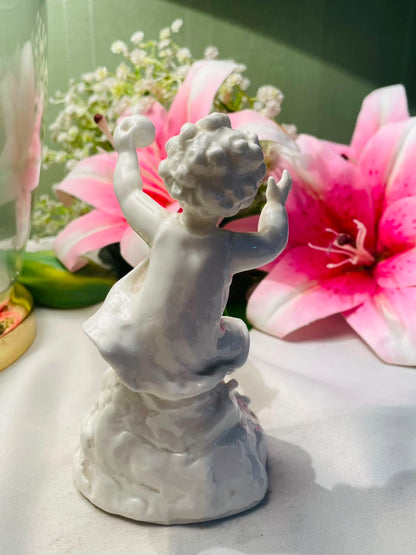 White Porcelain Cherub Figurine Decorative Angel 14 cm