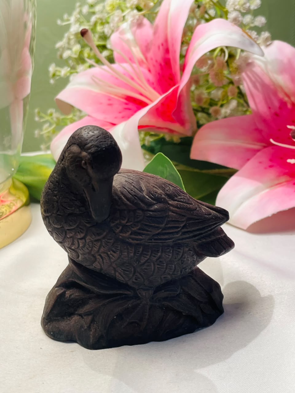 Dark Bronze Duck Bird Figurine 10 cm