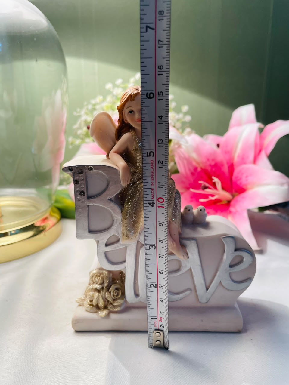 Fairy LOVE Decorative Figurine Gold & White Approx. 6 Inch