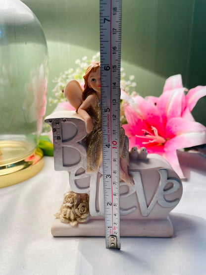 Fairy LOVE Decorative Figurine Gold & White Approx. 6 Inch