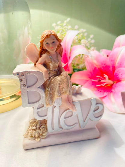 Fairy LOVE Decorative Figurine Gold & White Approx. 6 Inch