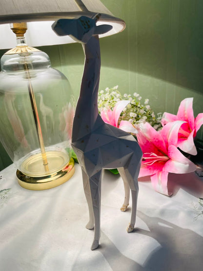 Geometric White Giraffe Figurine Modern Sculpture 29 cm