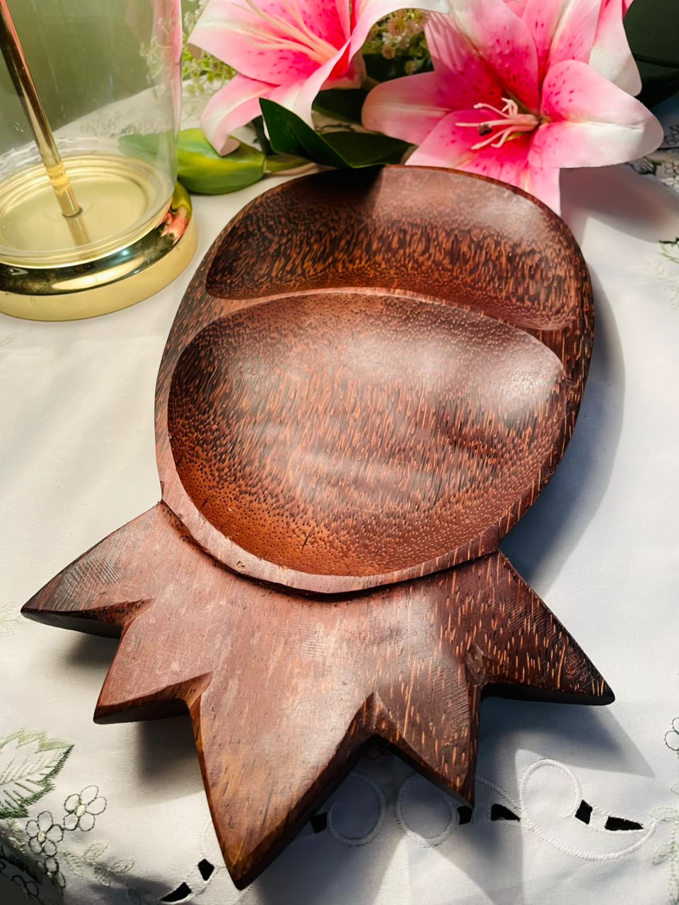 Vintage Pineapple-Shaped Wooden Serving Tray 35 cm