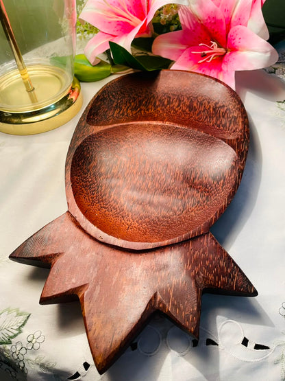 Vintage Pineapple-Shaped Wooden Serving Tray 35 cm