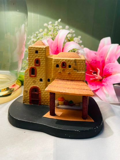 Miniature Mediterranean Village House Figurine 12 cm