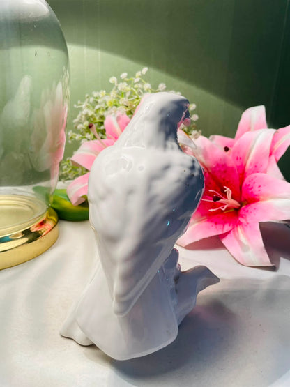 White Porcelain Bird Figurine Decorative Sculpture 15 cm
