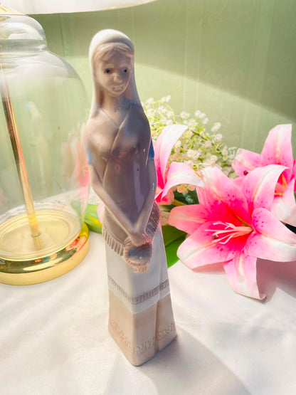 Woman with Basket Decorative Figurine Neutral Tones Approx. 9.5 Inch