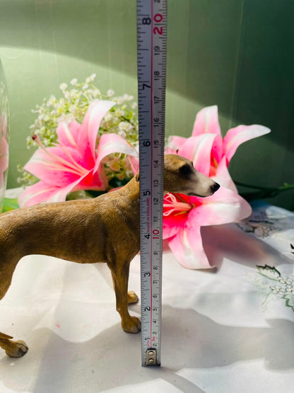 Realistic Greyhound Dog Figurine Brown Finish 13 cm