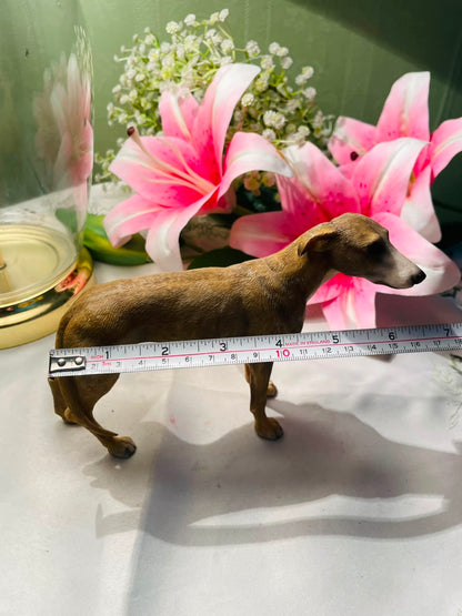 Realistic Greyhound Dog Figurine Brown Finish 13 cm