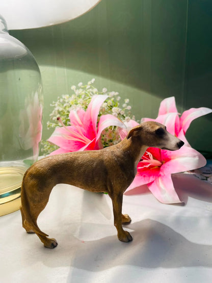 Realistic Greyhound Dog Figurine Brown Finish 13 cm