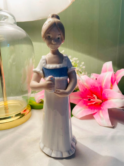 Woman Figurine Blue & White Dress Approx. 8 Inch