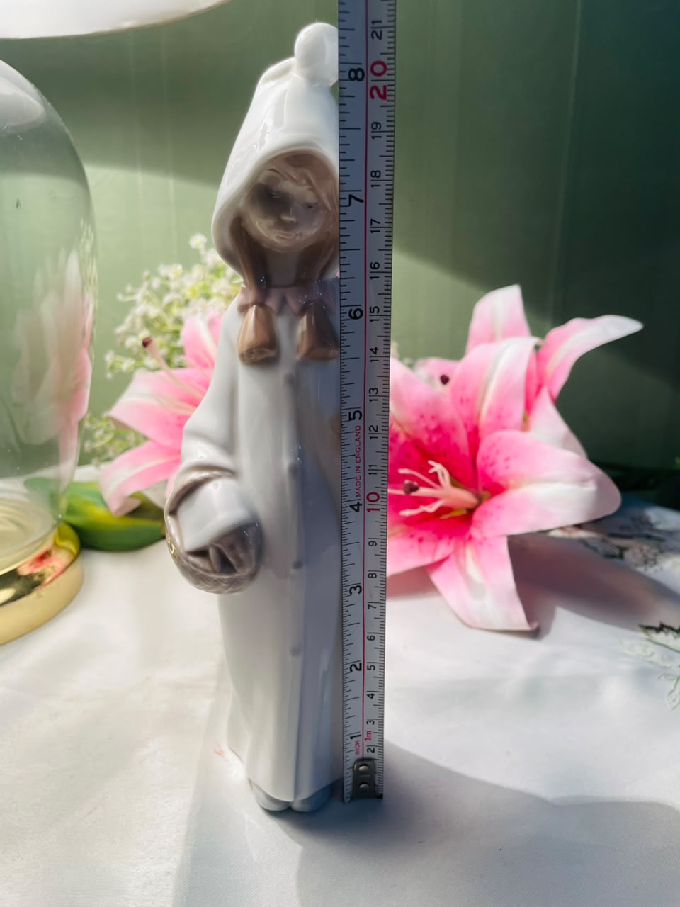Hooded Girl with Basket Decorative Figurine Approx. 8 Inch