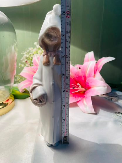 Hooded Girl with Basket Decorative Figurine Approx. 8 Inch