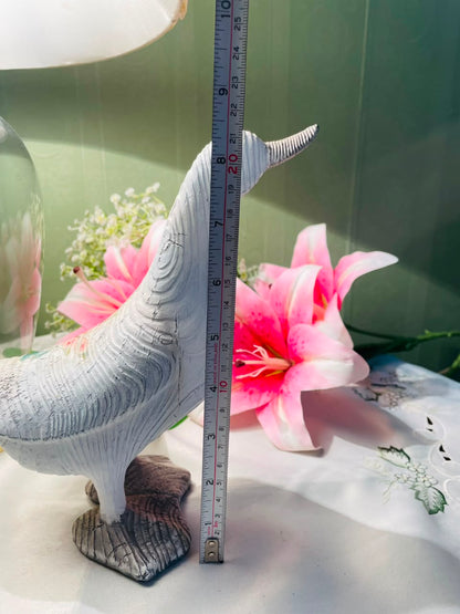 White Long-Neck Bird Figurine Sculpture 21 cm