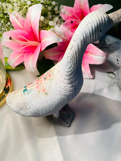 White Long-Neck Bird Figurine Sculpture 21 cm