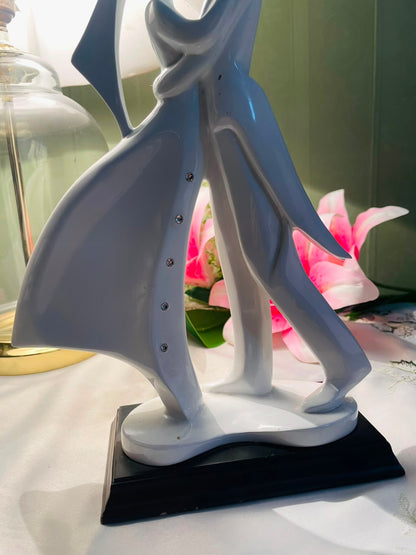 Large Modern White Dancing Couple Figurine 30 cm