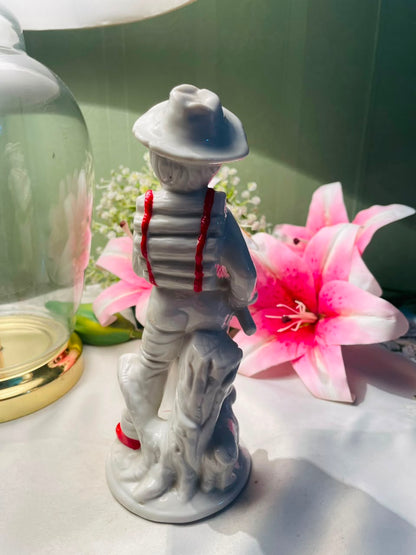 Boy with Dog Decorative Figurine White & Red Approx. 8 Inch