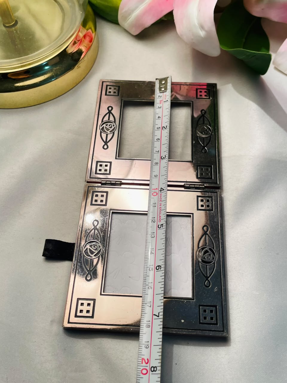 Folding Double Photo Frame Silver-Tone Approx. 4 Inch