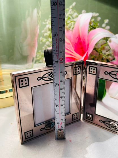 Folding Double Photo Frame Silver-Tone Approx. 4 Inch
