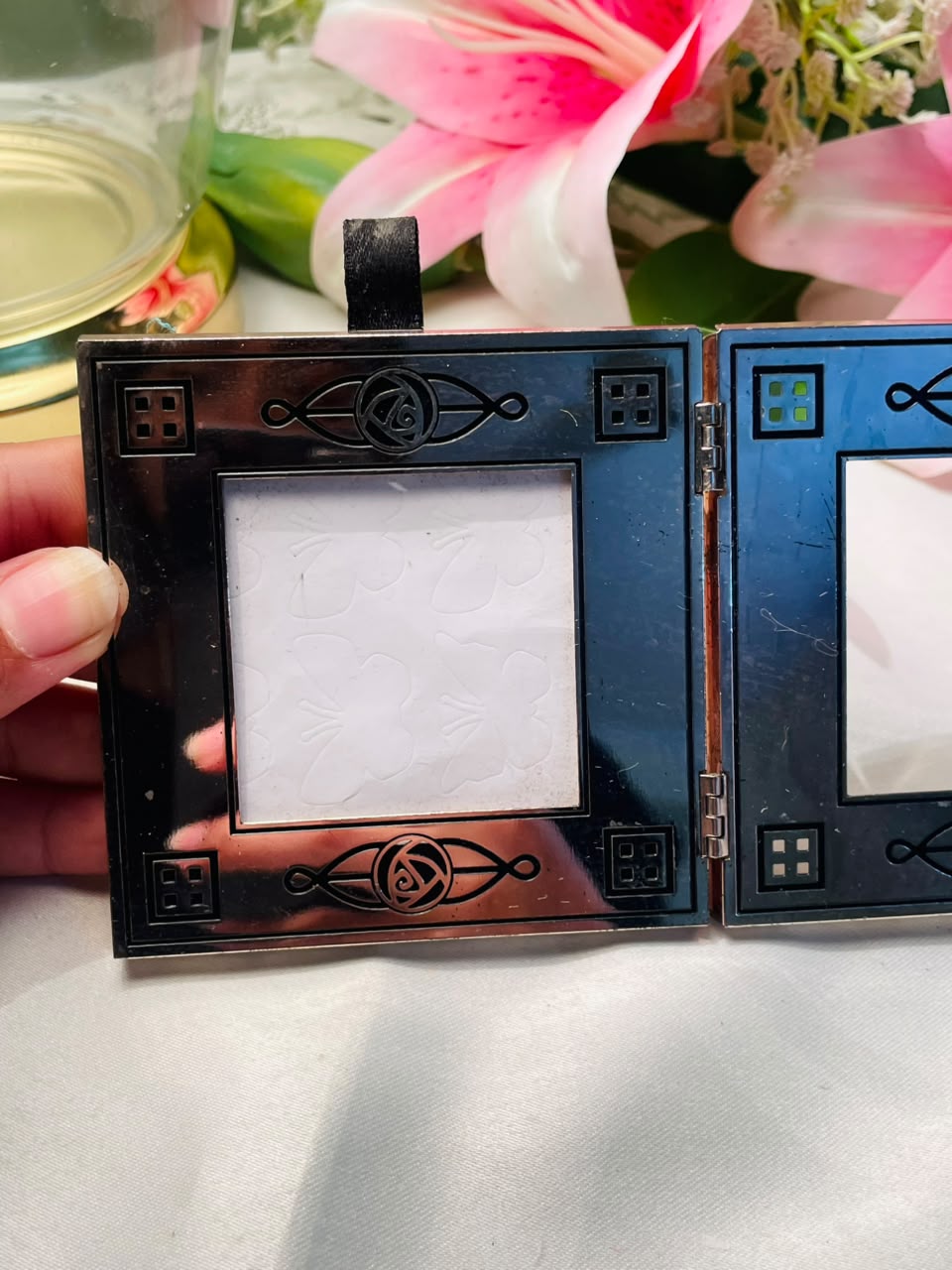 Folding Double Photo Frame Silver-Tone Approx. 4 Inch
