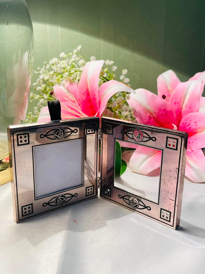Folding Double Photo Frame Silver-Tone Approx. 4 Inch