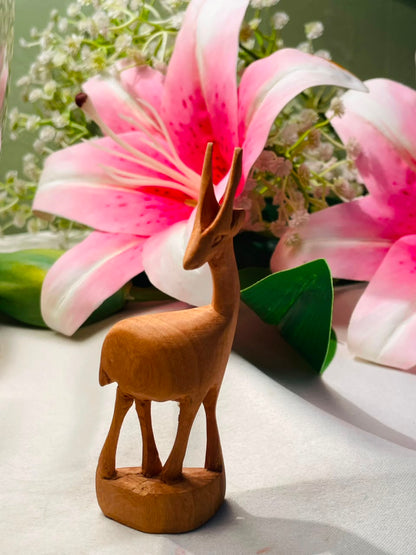 Wooden Antelope Decorative Figurine Brown Approx. 4 Inch
