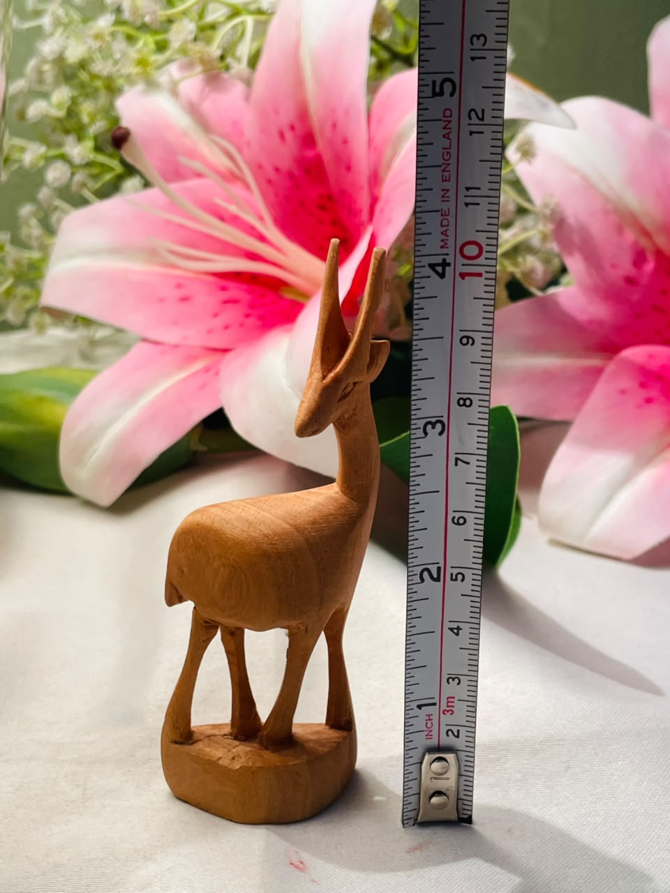 Wooden Antelope Decorative Figurine Brown Approx. 4 Inch
