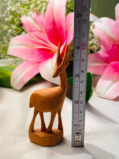 Wooden Antelope Decorative Figurine Brown Approx. 4 Inch