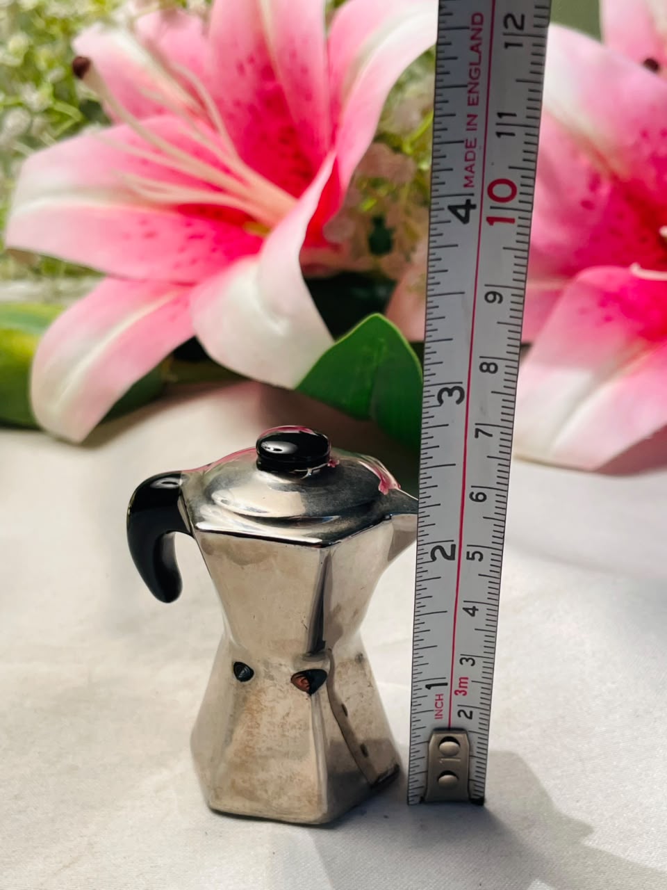 Mini Metal Stovetop Coffee Pot Silver-Tone Approx. 3 Inch