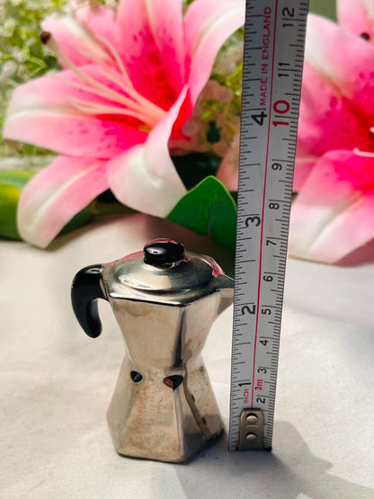 Mini Metal Stovetop Coffee Pot Silver-Tone Approx. 3 Inch