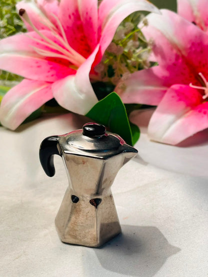 Mini Metal Stovetop Coffee Pot Silver-Tone Approx. 3 Inch