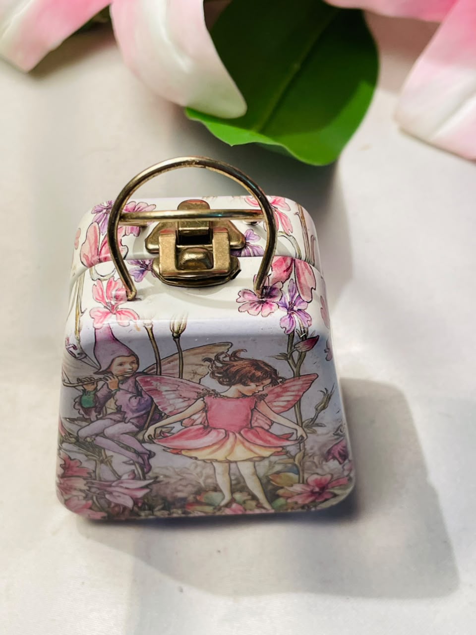 Tin Treats Fairy Handbag Tin Box Pink Floral Approx. 3.5 Inch