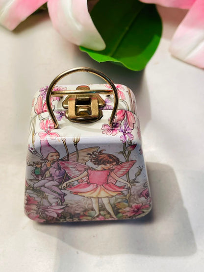 Tin Treats Fairy Handbag Tin Box Pink Floral Approx. 3.5 Inch