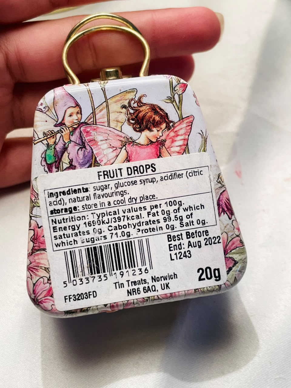 Tin Treats Fairy Handbag Tin Box Pink Floral Approx. 3.5 Inch