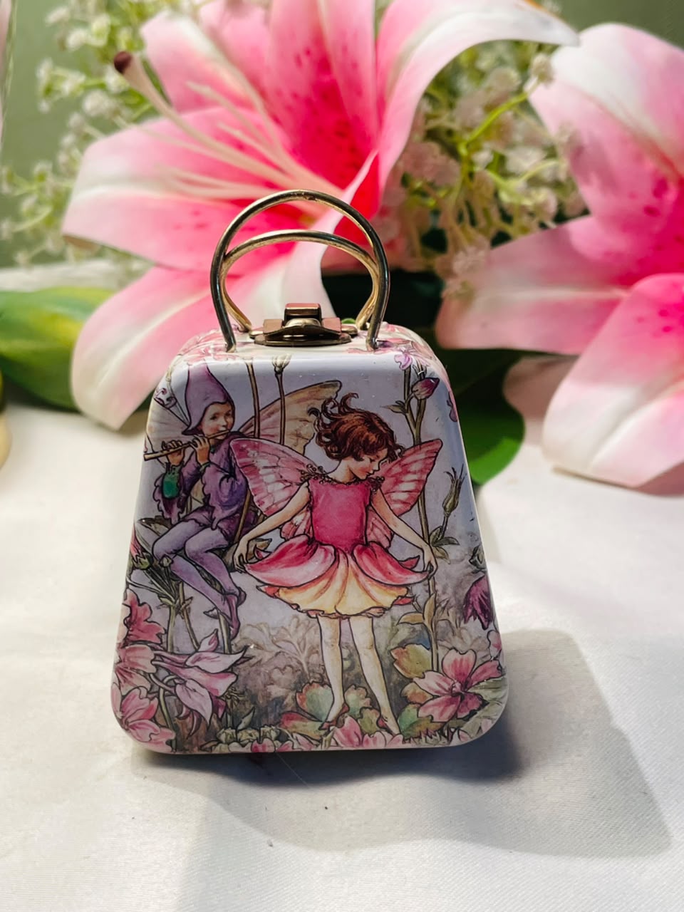 Tin Treats Fairy Handbag Tin Box Pink Floral Approx. 3.5 Inch