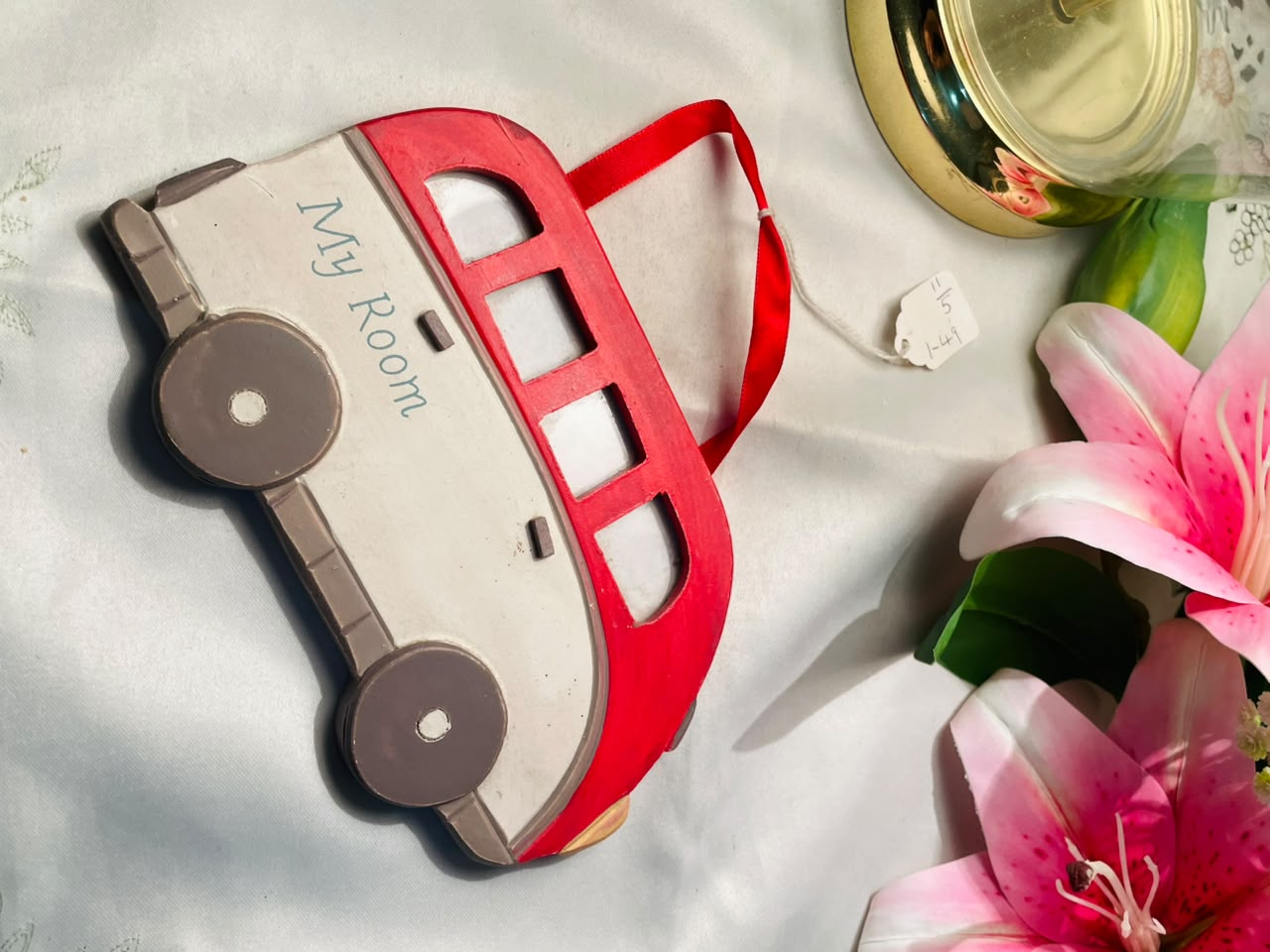 Gisella Graham Red Bus Hanging Wall Decor Approx. 8 Inch