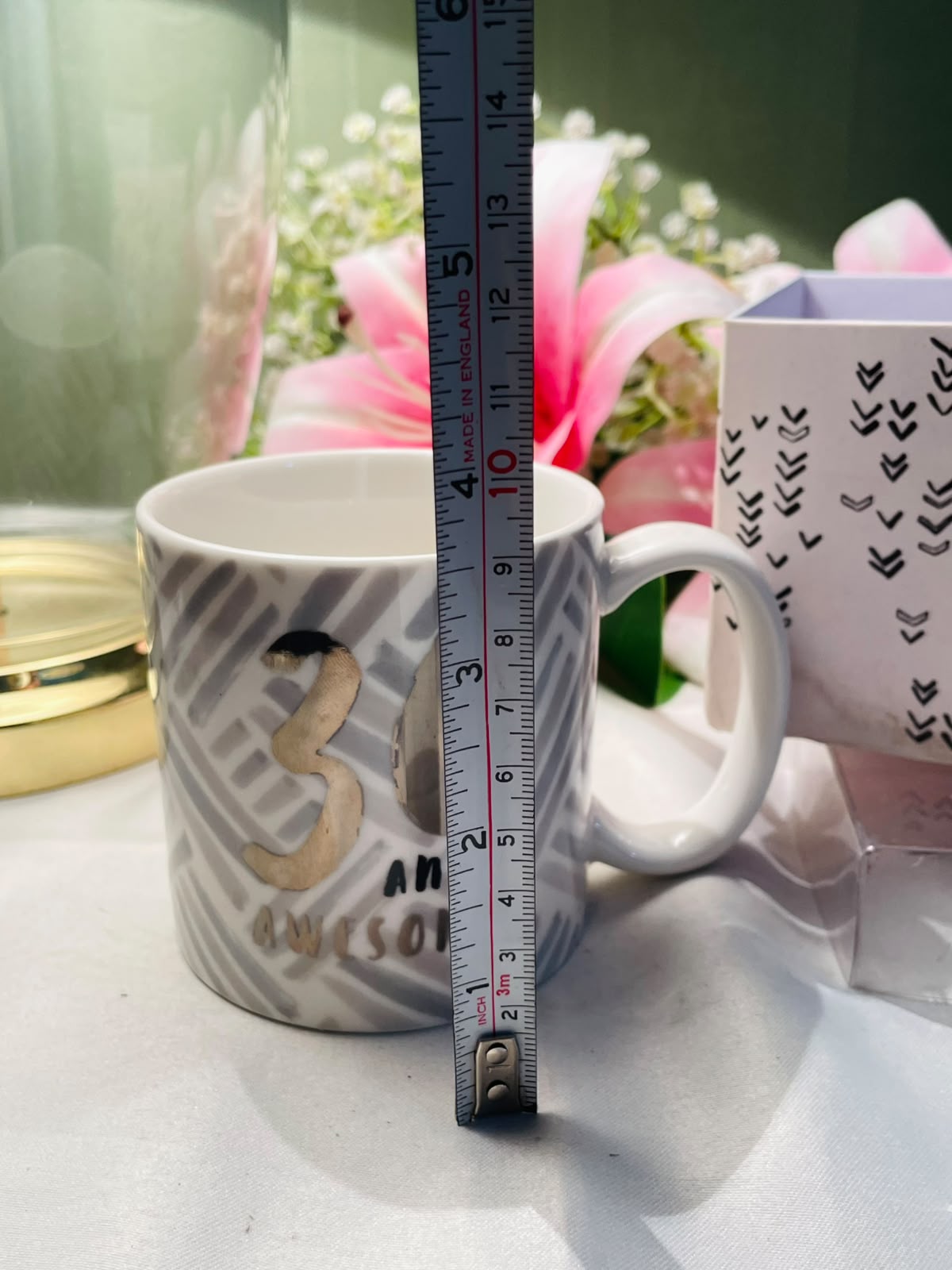Vintage White & Grey “30 and Awesome” Ceramic Mug 10cm