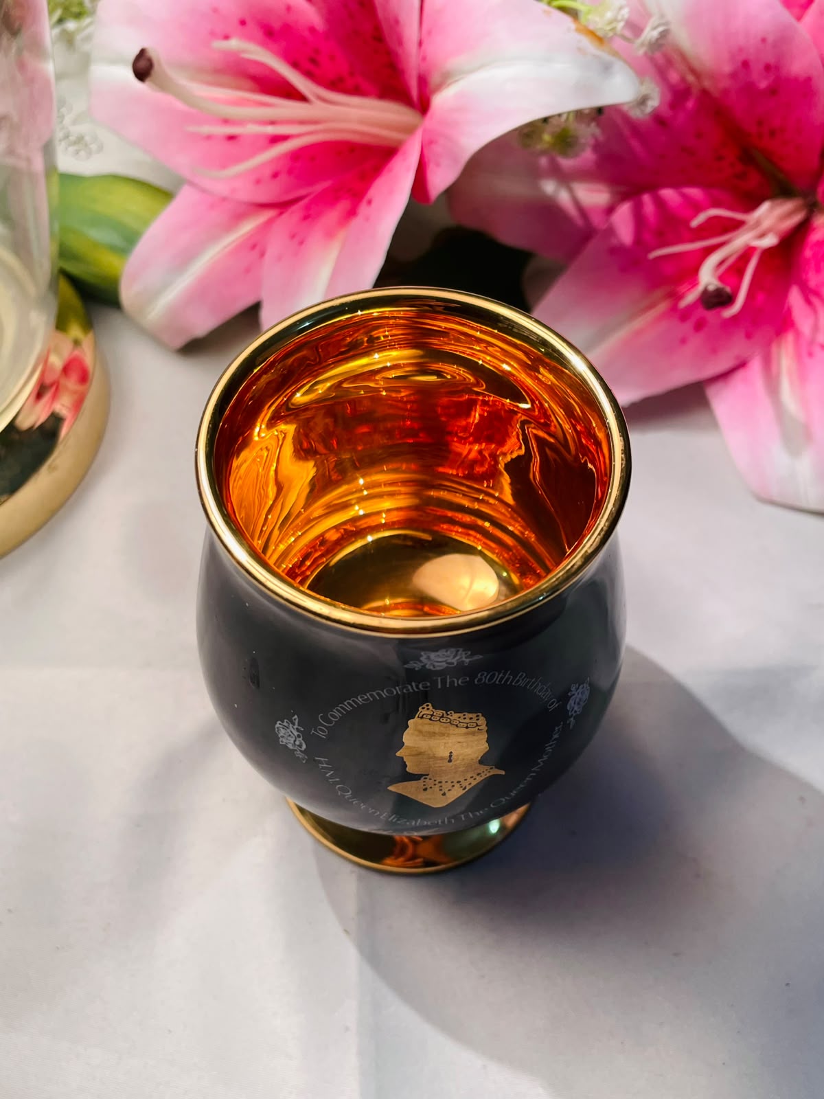 Queen Mother 80th Birthday Commemorative Goblet 5 Inch