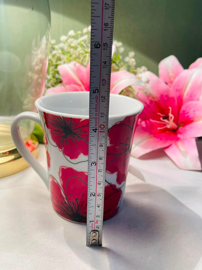 Pink Floral Ceramic Mug Microwave & Dishwasher Safe 4.5 Inch