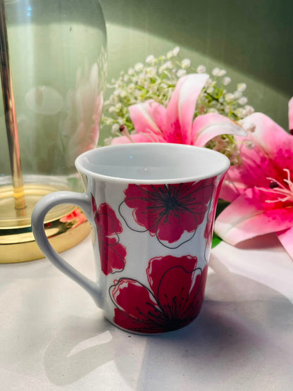 Pink Floral Ceramic Mug Microwave & Dishwasher Safe 4.5 Inch