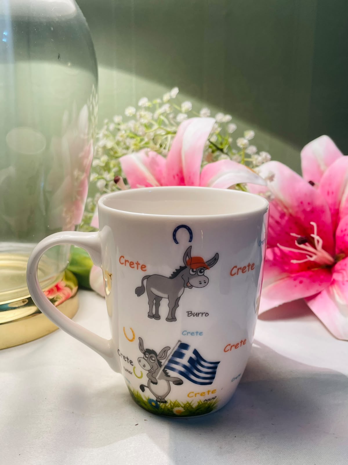Crete Donkey Souvenir Mug White Multicolour Approx. 4.5 Inch