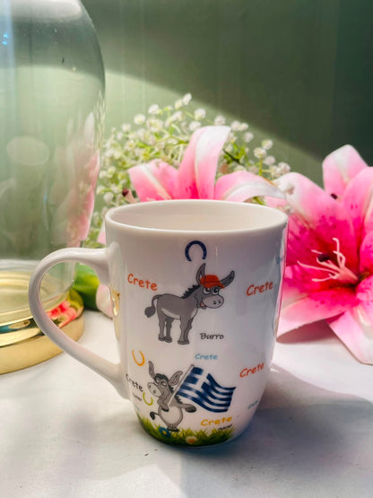 Crete Donkey Souvenir Mug White Multicolour Approx. 4.5 Inch