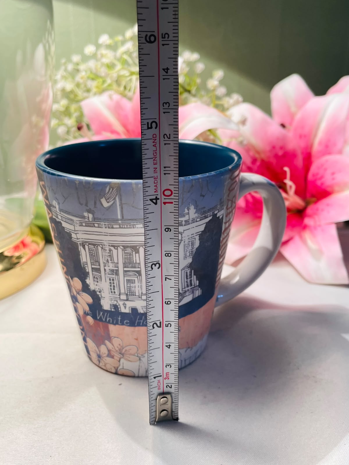 White House Illustrated Mug Blue & Grey Approx. 4.5 Inch