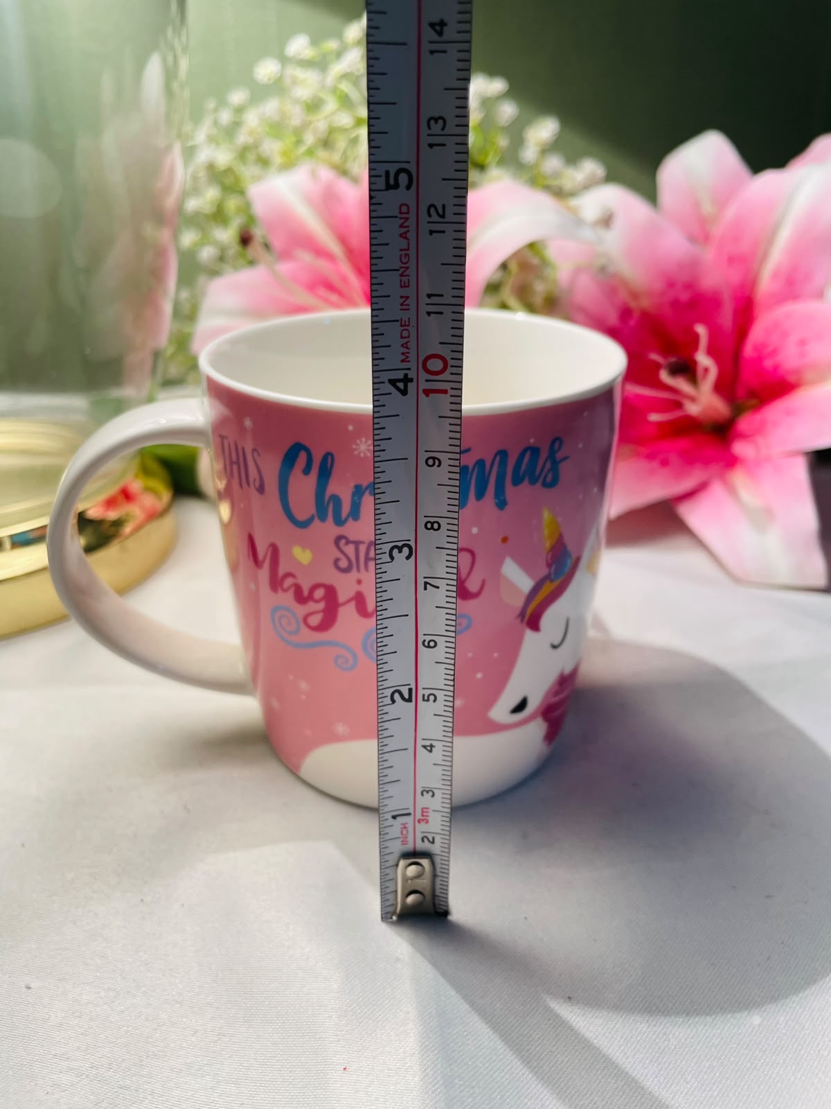 Season's Greetings Fine China Christmas Unicorn Mug 4 in