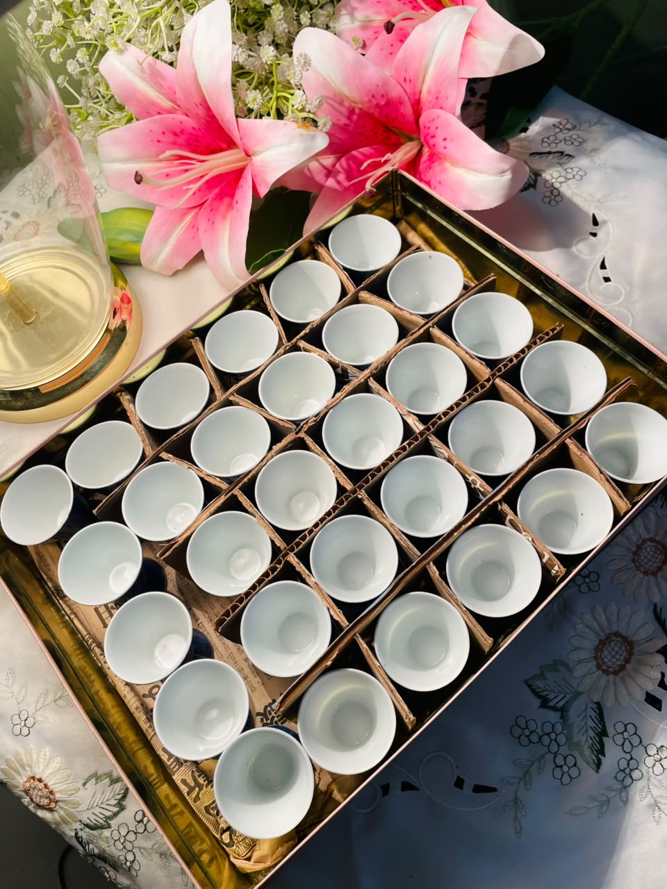Blue Bamboo Design Mini Cups 30pc Set 2.5 in
