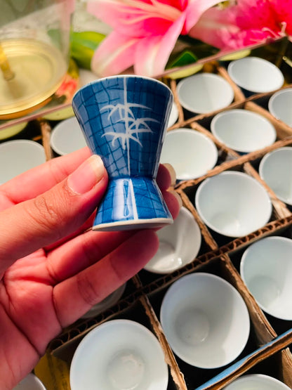 Blue Bamboo Design Mini Cups 30pc Set 2.5 in